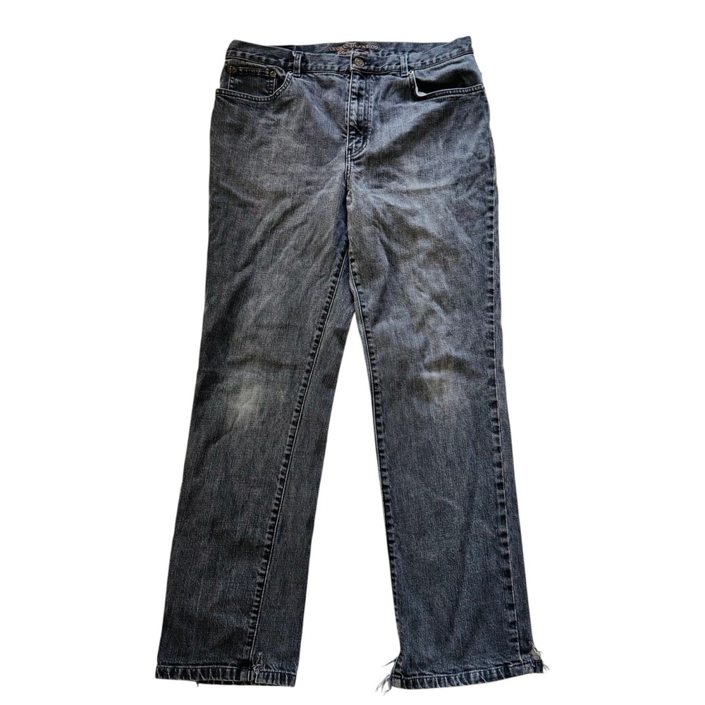 Lauren Ralph Lauren Quiet Luxury Relaxed Straight Jeans Gray Black Wash 14 Wmns